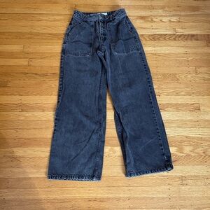 Simons Twik carpenter jeans, black, recycled cotton, patch pockets. Size 27.